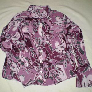 SIZE: XL~MULTI-COLOR PAISLEY PRINT VINTAGE STYLE PLEATED BLOUSE~MINT CONDITION